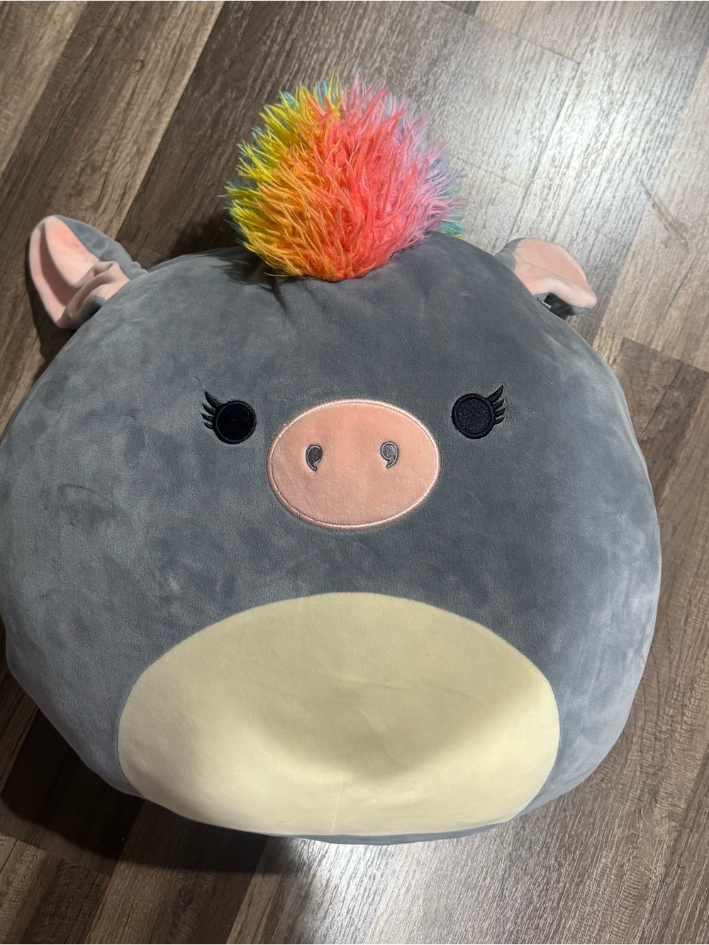 Squishmallows Gray Unicorn with Rainbow Mane
